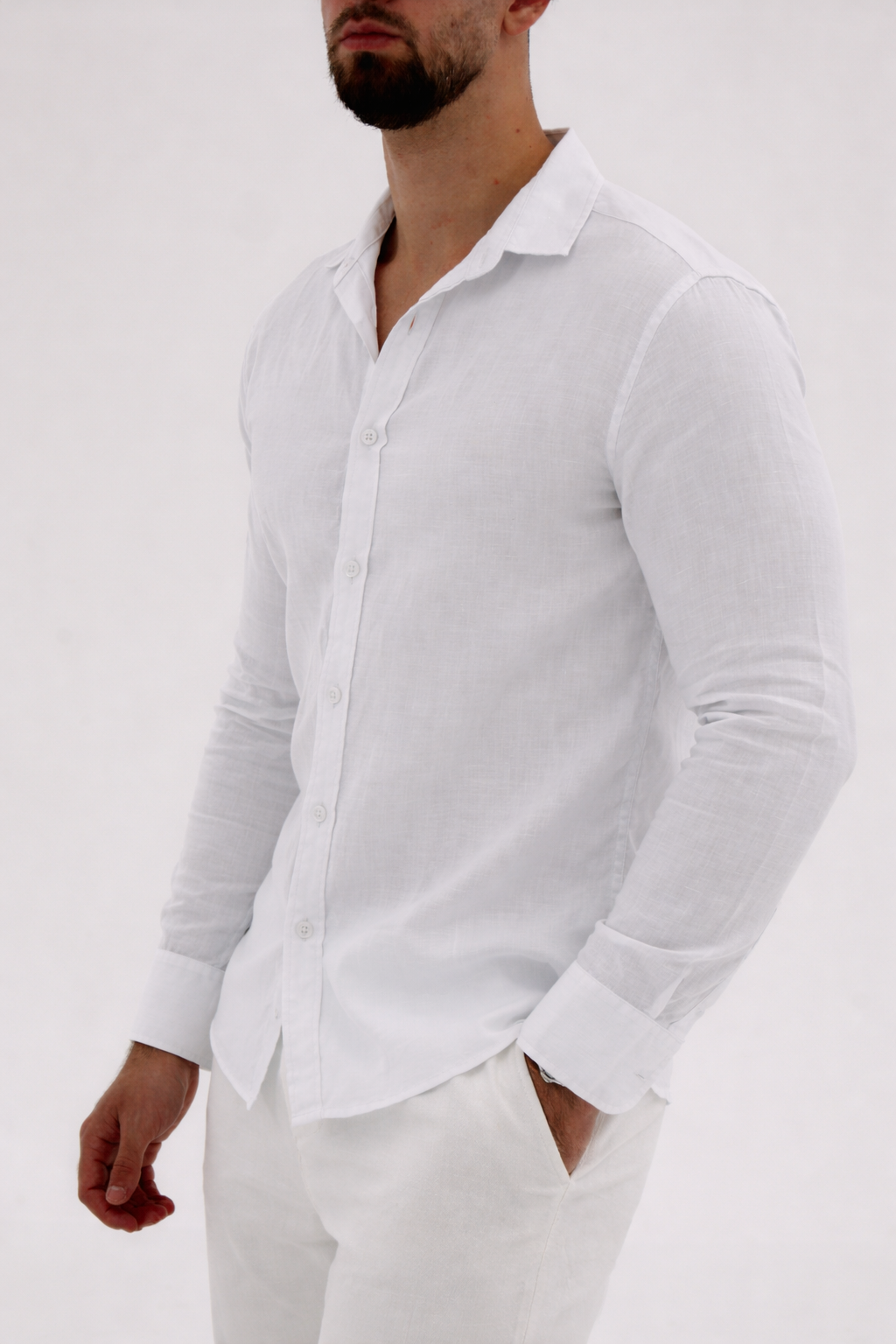 Linen LS Shirt White