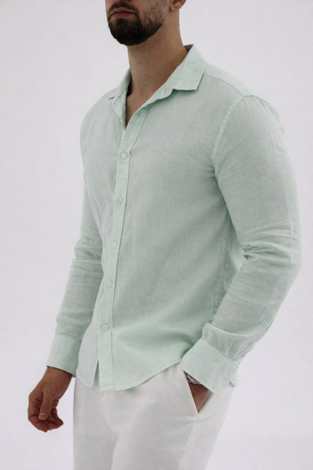 Linen LS Shirt Light Green