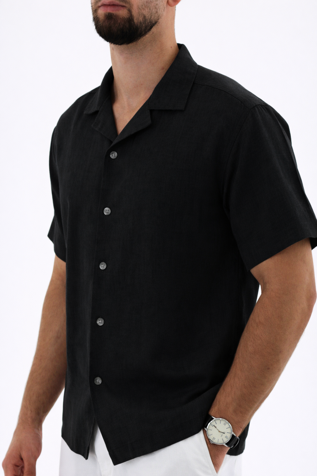 Linen SS Shirt Black
