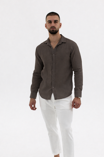 Linen LS Shirt Olive Green