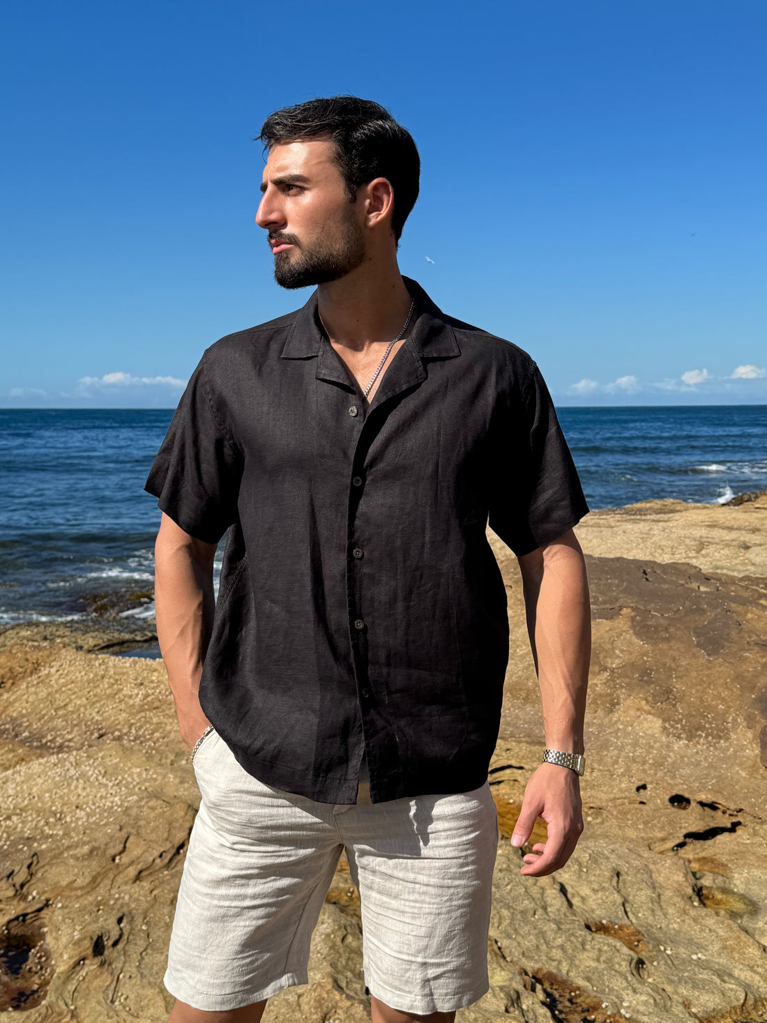 Linen SS Shirt Black
